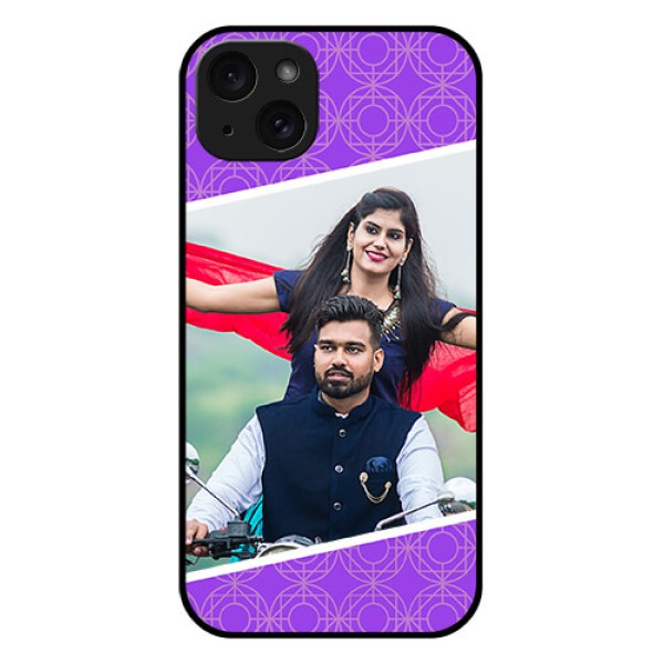 iPhone 15 Plus Custom Glass Phone Case - Violet Color Pattern Design iPhone 15 Plus Custom Glass Phone Case - Violet Color Pattern Design