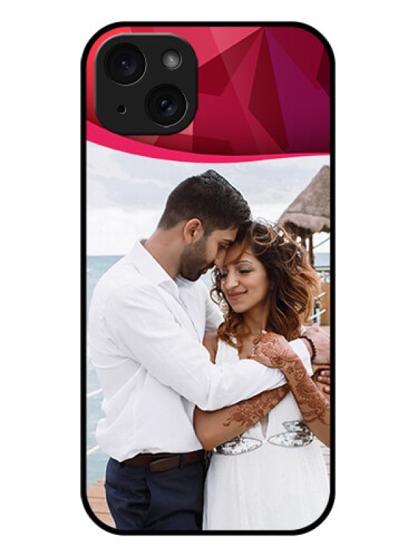 Custom iPhone 15 Plus Custom Glass Phone Case - Red Abstract Design