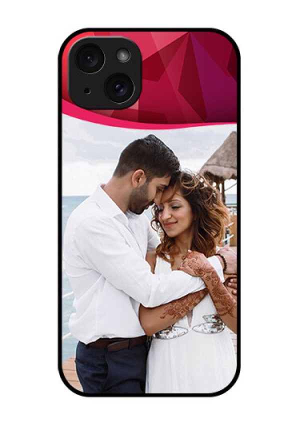 iPhone 15 Plus Custom Glass Phone Case - Red Abstract Design