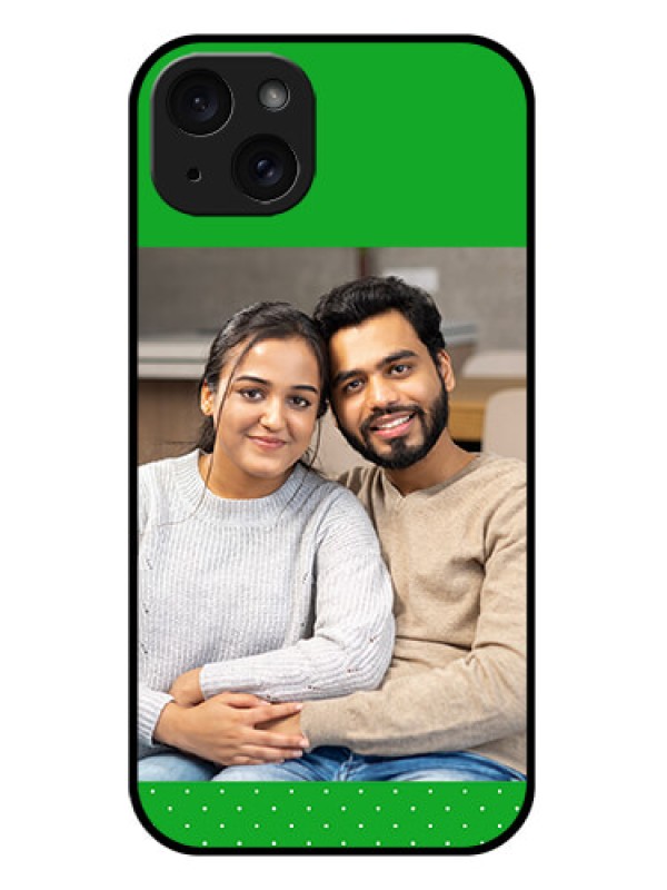 Custom iPhone 15 Plus Custom Glass Phone Case - Green Pattern Design
