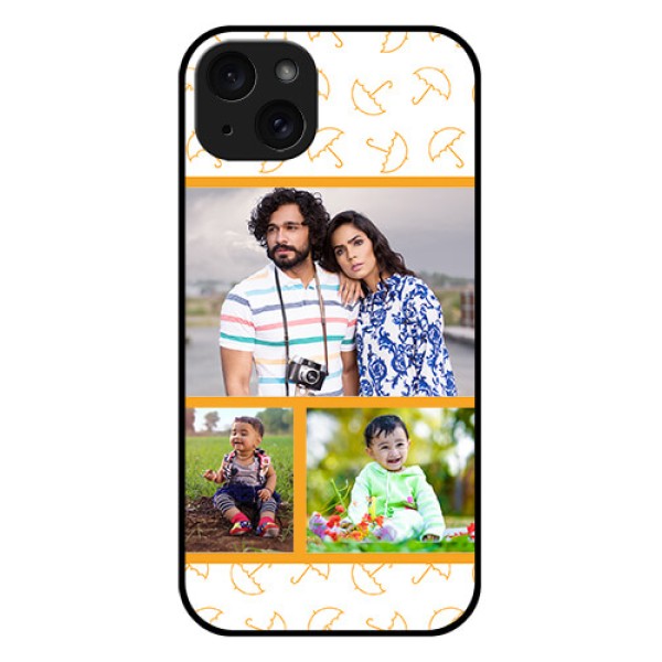 iPhone 15 Plus Custom Glass Phone Case - Yellow Pattern Design