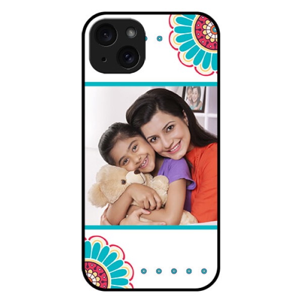 iPhone 15 Plus Custom Glass Phone Case - Flower Design