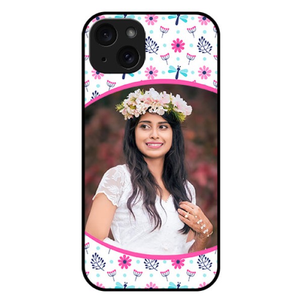 iPhone 15 Plus Custom Glass Phone Case - Colorful Flower Design