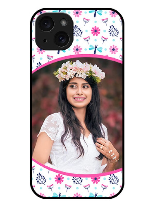 Custom iPhone 15 Plus Custom Glass Phone Case - Colorful Flower Design