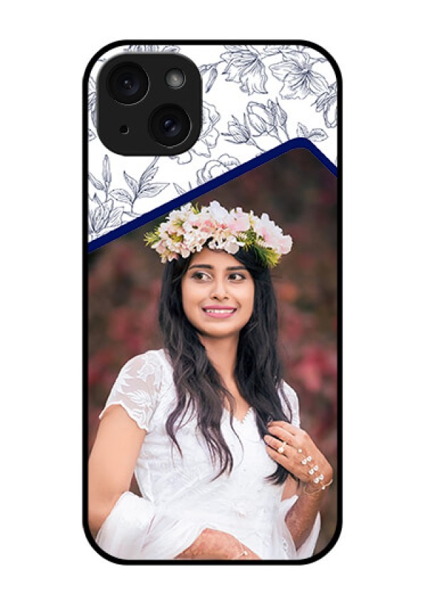 iPhone 15 Plus Custom Glass Phone Case - Classy Floral Design