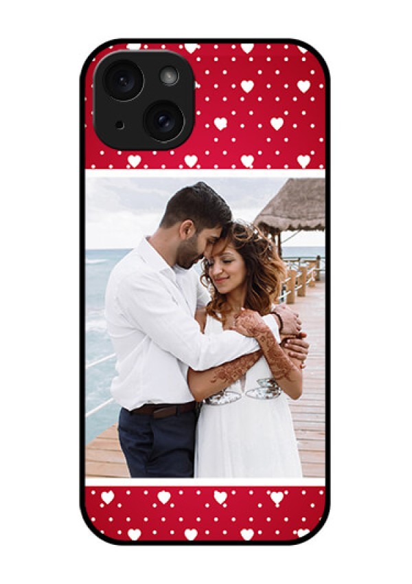 iPhone 15 Plus Custom Glass Phone Case - Hearts Mobile Case Design