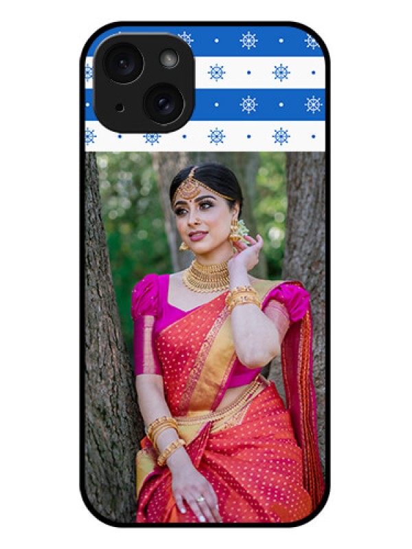 Custom iPhone 15 Plus Custom Glass Phone Case - Snow Pattern Design