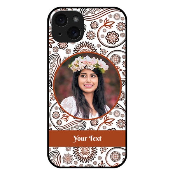 iPhone 15 Plus Custom Glass Phone Case - Abstract Flower Design