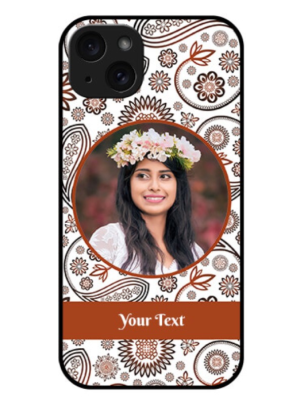 Custom iPhone 15 Plus Custom Glass Phone Case - Abstract Flower Design