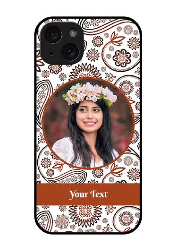 iPhone 15 Plus Custom Glass Phone Case - Abstract Flower Design
