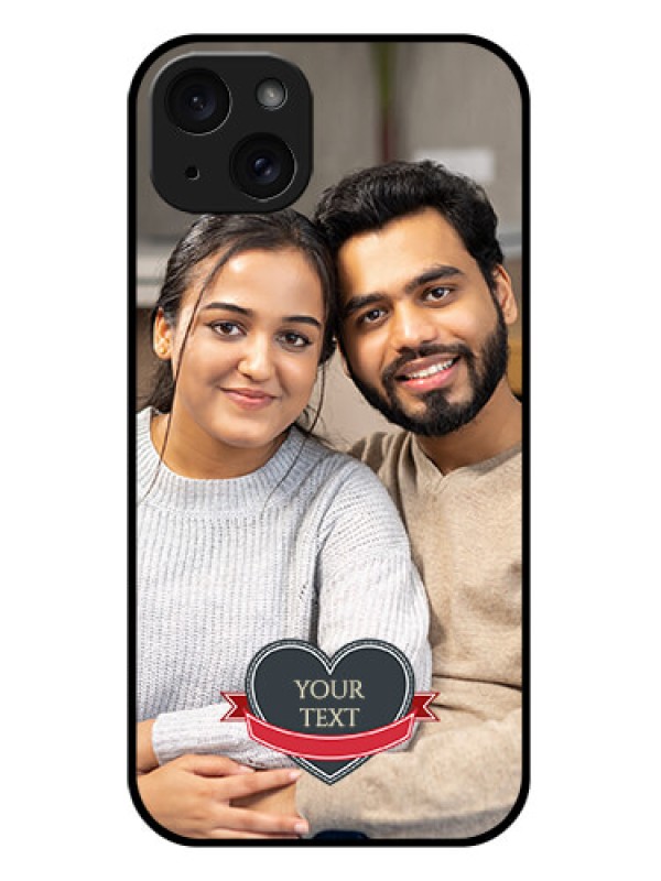 Custom iPhone 15 Plus Custom Glass Phone Case - Just Married Couple Design