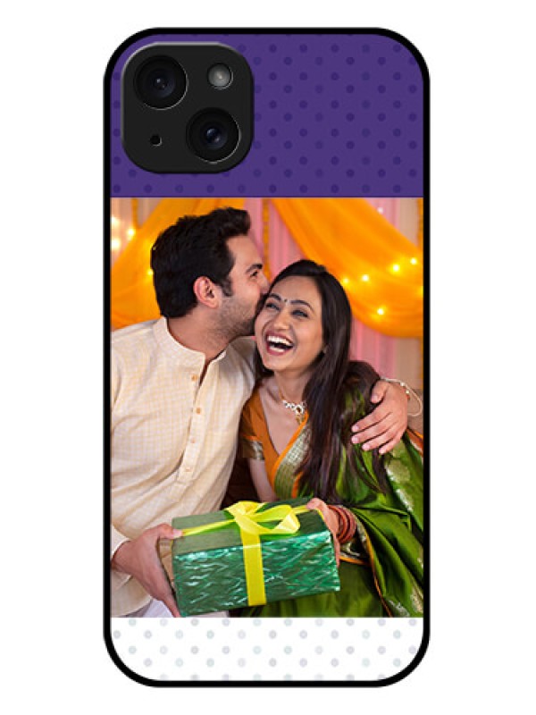 Custom iPhone 15 Plus Custom Glass Phone Case - Violet Colored Pattern Design