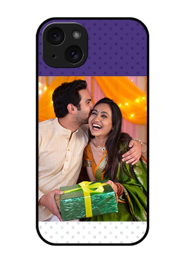 iPhone 15 Plus Custom Glass Phone Case - Violet Colored Pattern Design