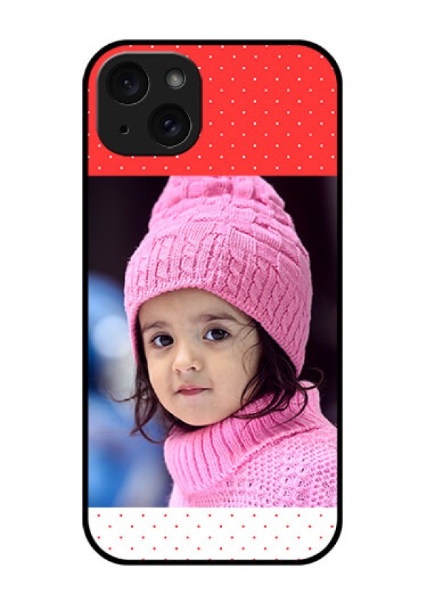 iPhone 15 Plus Custom Glass Phone Case - Red Pattern Design
