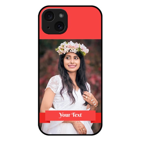 iPhone 15 Plus Custom Glass Phone Case - Simple Red Color Design iPhone 15 Plus Custom Glass Phone Case - Simple Red Color Design