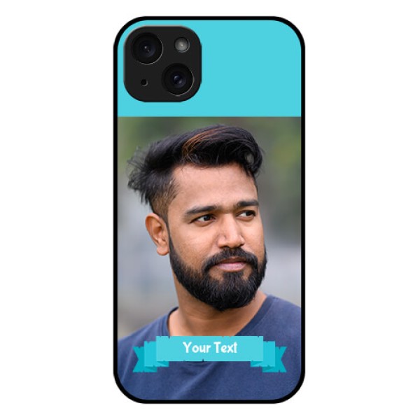 iPhone 15 Plus Custom Glass Phone Case - Blue Color Design