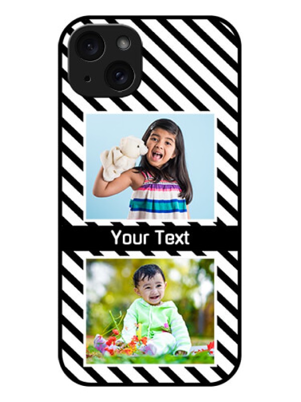 Custom iPhone 15 Plus Custom Glass Phone Case - Black And White Stripes Design