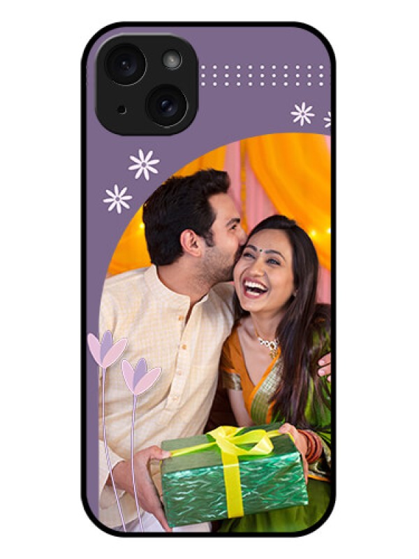 Custom iPhone 15 Plus Custom Glass Phone Case - Lavender Flowers Design