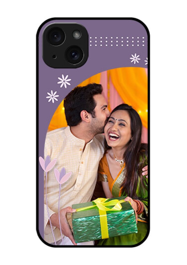 iPhone 15 Plus Custom Glass Phone Case - Lavender Flowers Design