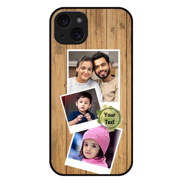 iPhone 15 Plus Custom Glass Phone Case - Wooden Texture Design