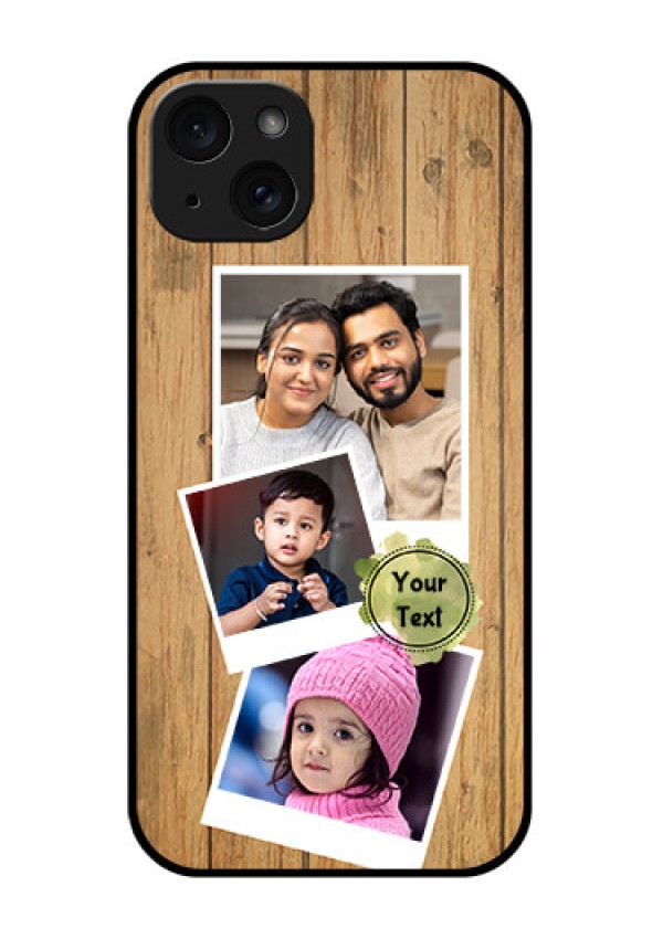 iPhone 15 Plus Custom Glass Phone Case - Wooden Texture Design