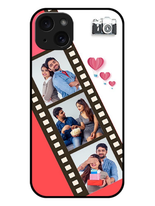 Custom iPhone 15 Plus Custom Glass Phone Case - 3 Image Holder With Film Reel