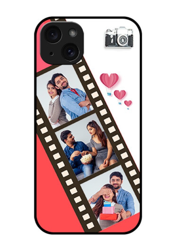 iPhone 15 Plus Custom Glass Phone Case - 3 Image Holder With Film Reel