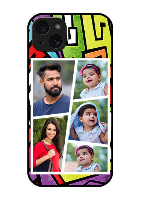 iPhone 15 Plus Custom Glass Phone Case - Graffiti Pattern Design