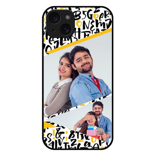 iPhone 15 Plus Custom Glass Phone Case - Letters Pattern Design