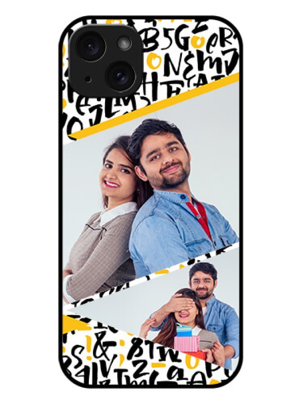 Custom iPhone 15 Plus Custom Glass Phone Case - Letters Pattern Design