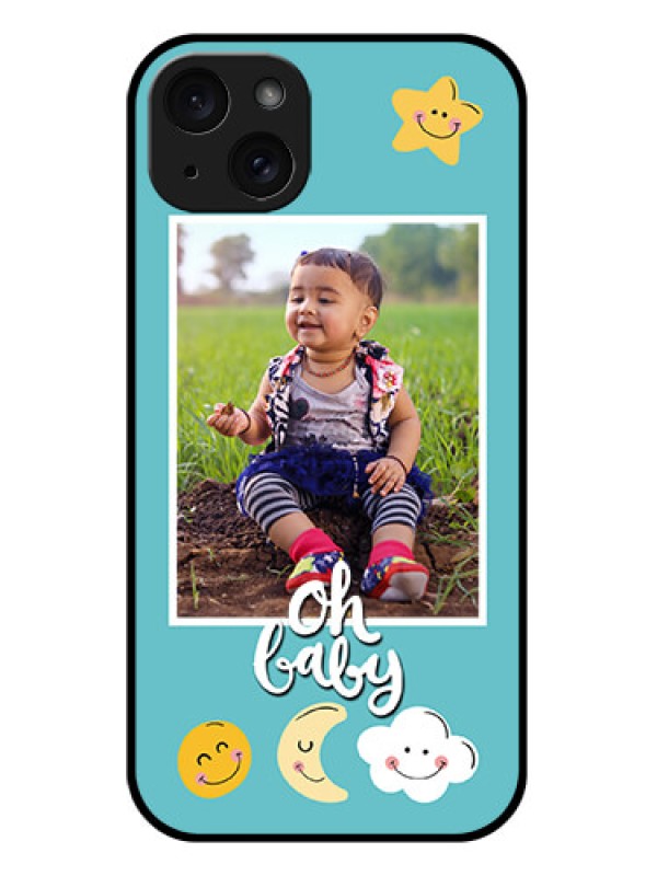 Custom iPhone 15 Plus Custom Glass Phone Case - Smiley Kids Stars Design