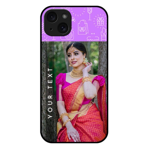 iPhone 15 Plus Custom Glass Phone Case - Birthday Icons Design