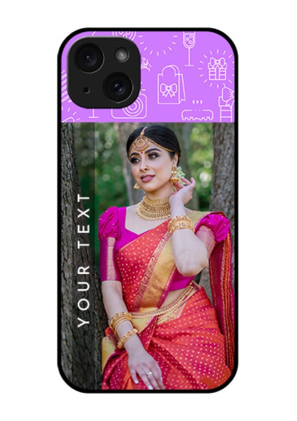 iPhone 15 Plus Custom Glass Phone Case - Birthday Icons Design