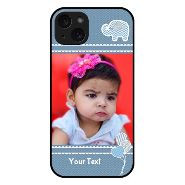 iPhone 15 Plus Custom Glass Phone Case - With Kids Pattern Design
