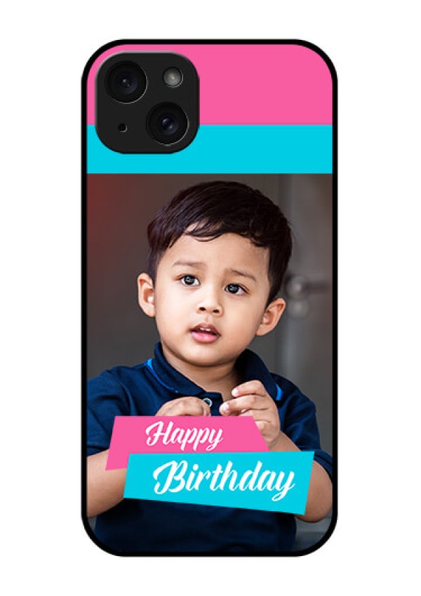 iPhone 15 Plus Custom Glass Phone Case - Image Holder With 2 Color Design