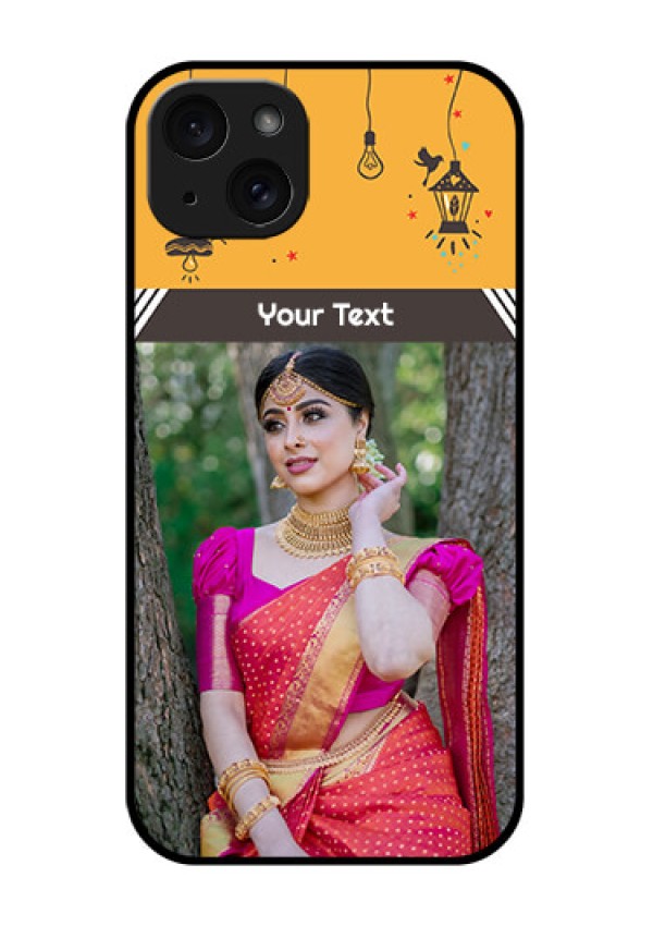 iPhone 15 Plus Custom Glass Phone Case - With Family Picture And Icons