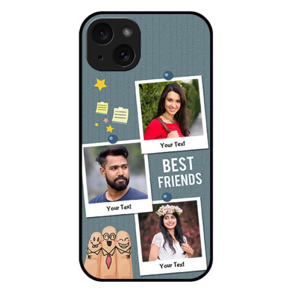 iPhone 15 Plus Custom Glass Phone Case - Sticky Frames And Friendship Design
