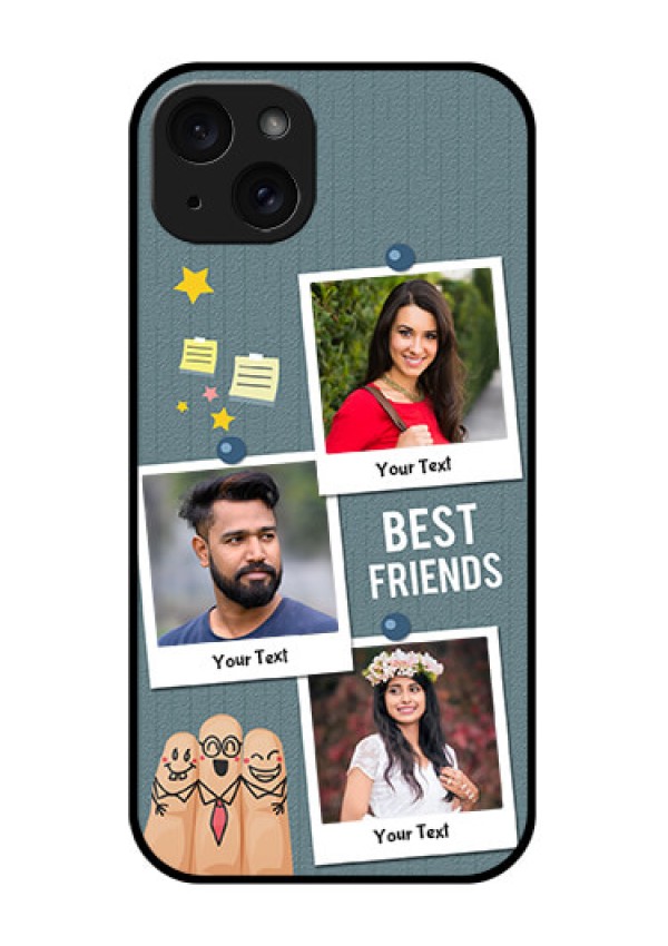 iPhone 15 Plus Custom Glass Phone Case - Sticky Frames And Friendship Design