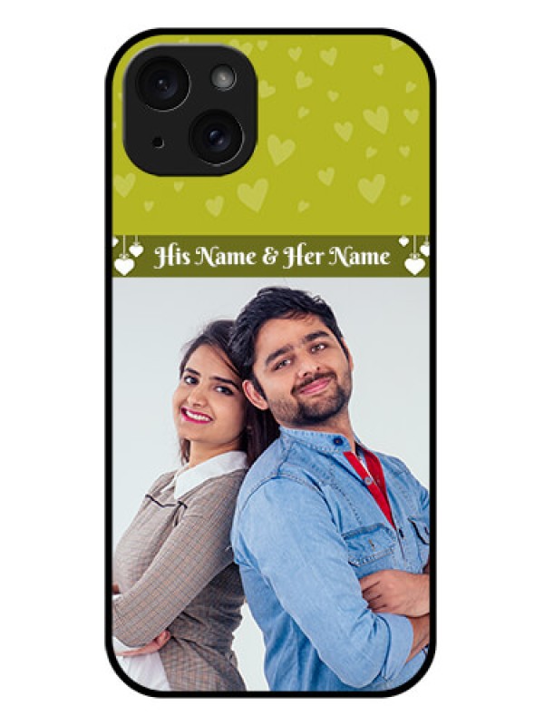 Custom iPhone 15 Plus Custom Glass Phone Case - You & Me Heart Design