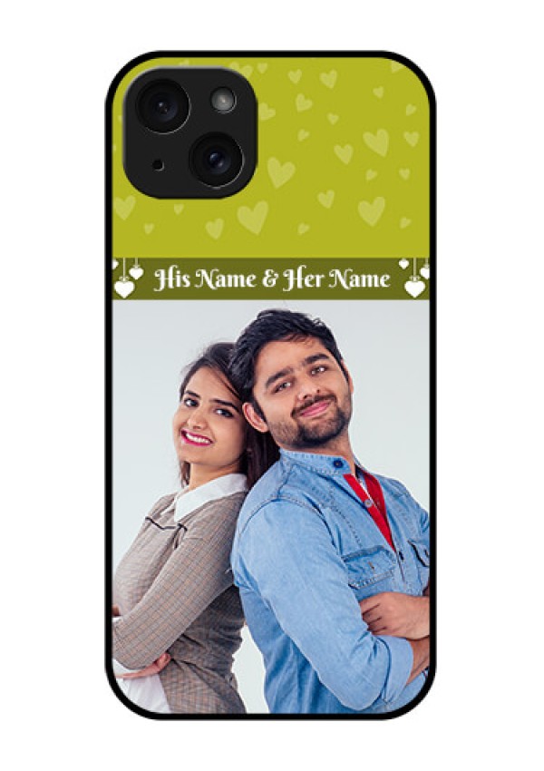 iPhone 15 Plus Custom Glass Phone Case - You & Me Heart Design