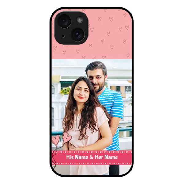 iPhone 15 Plus Custom Glass Phone Case - Love Design Peach Color iPhone 15 Plus Custom Glass Phone Case - Love Design Peach Color