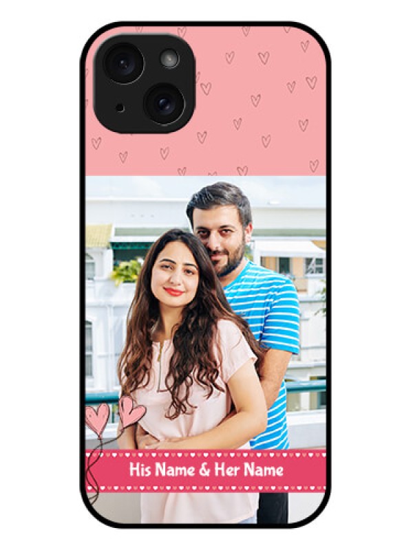 Custom iPhone 15 Plus Custom Glass Phone Case - Love Design Peach Color