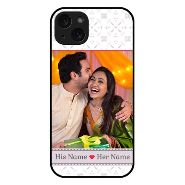 iPhone 15 Plus Custom Glass Phone Case - With Photo And Ethnic Design iPhone 15 Plus Custom Glass Phone Case - With Photo And Ethnic Design