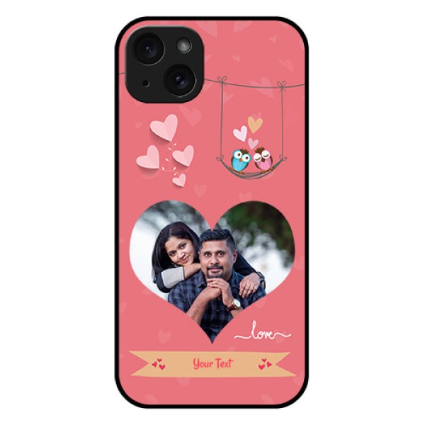iPhone 15 Plus Custom Glass Phone Case - Peach Color Love Design