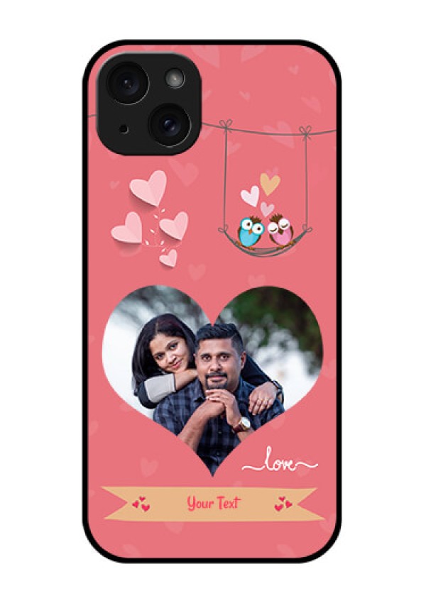 iPhone 15 Plus Custom Glass Phone Case - Peach Color Love Design