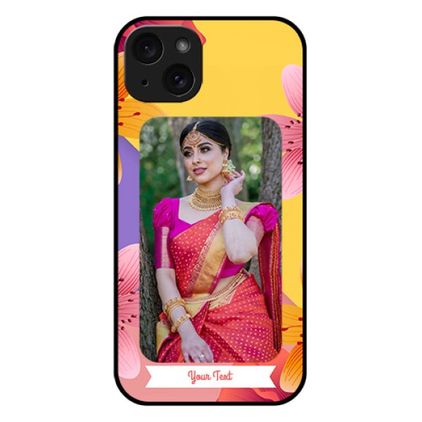 iPhone 15 Plus Custom Glass Phone Case - 3 Image With Vintage Floral Design iPhone 15 Plus Custom Glass Phone Case - 3 Image With Vintage Floral Design