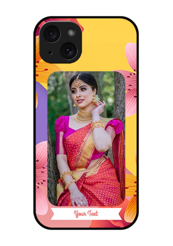 iPhone 15 Plus Custom Glass Phone Case - 3 Image With Vintage Floral Design