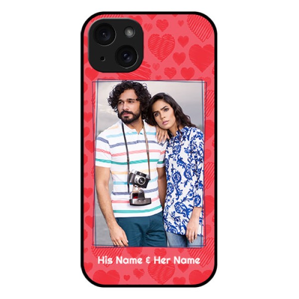 iPhone 15 Plus Custom Glass Phone Case - With Red Heart Symbols Design iPhone 15 Plus Custom Glass Phone Case - With Red Heart Symbols Design