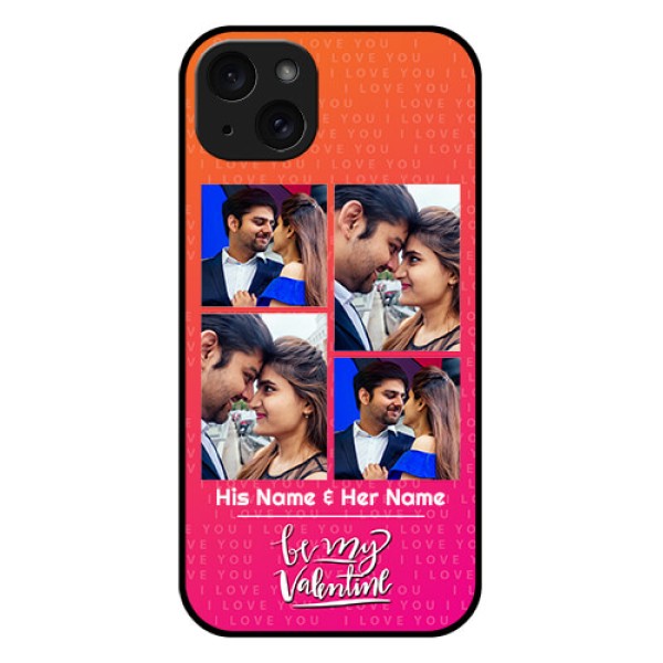 iPhone 15 Plus Custom Glass Phone Case - I Love You Pink Design