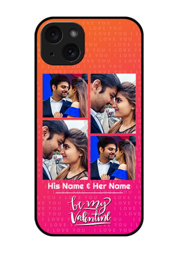 iPhone 15 Plus Custom Glass Phone Case - I Love You Pink Design